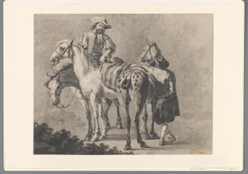 Two riders with their horses