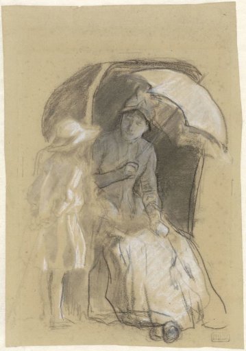 Woman in a beach chair with a girl beside her
