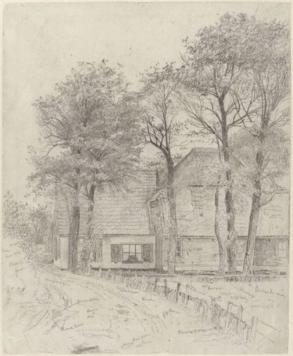 Farmhouse near Velzen: the dwelling house and adjacent barn, seen from the road