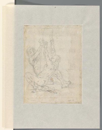 Two Prisoners, Hung by Their Wrists from a Pole