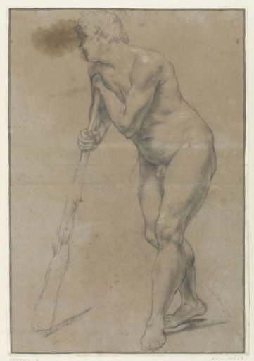 Study of a nude man leaning on a club