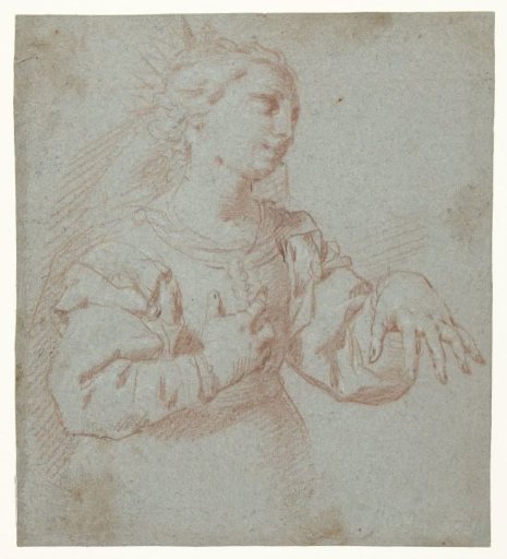 Study for a royal bride, extending her left hand (Catherine of Siena?)