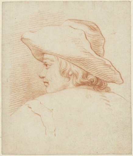 Head of a boy with a large hat