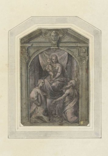 Design for an altarpiece with Madonna and two saints
