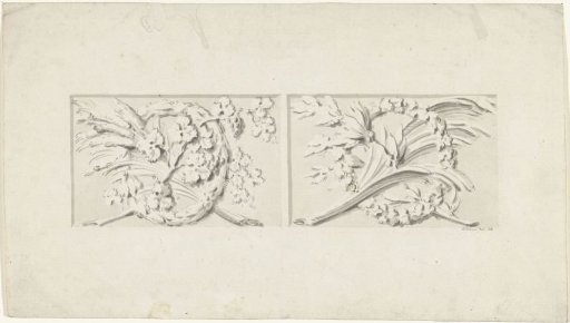 Design for two decorations in rectangular sunken panels