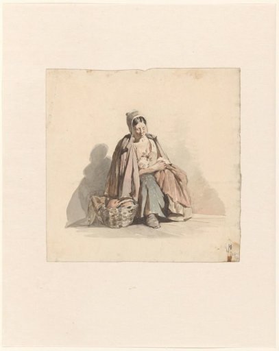 Seated woman with a child at the breast
