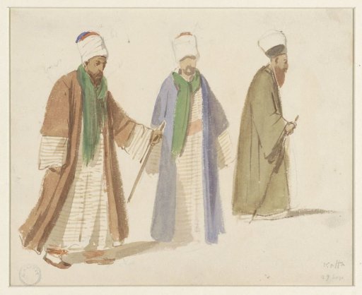Costume studies of three dervishes at Kaffa