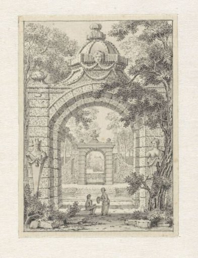 Small landscape with two garden gates one behind the other