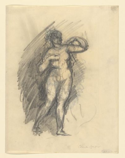 Nude Woman with Half-Lifted Arms, Facing Right