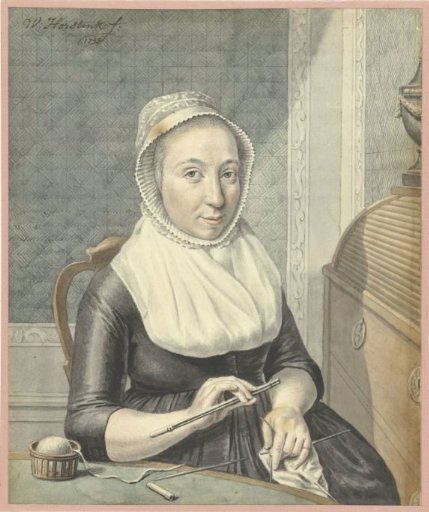 Portrait of a lady with knitting