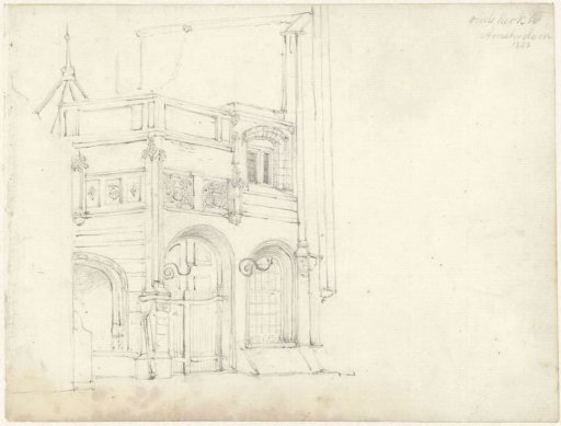 Iron chapel and the South portal at the Old Church in Amsterdam