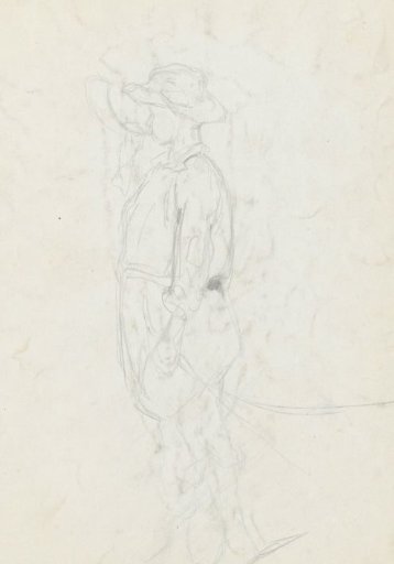 Sketch of a boy blowing on a horn