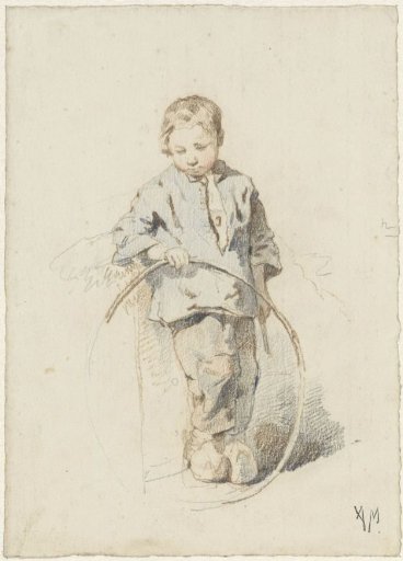 Standing boy with a hoop