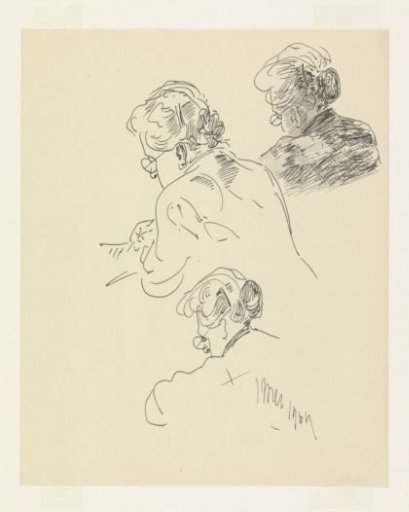 Studies of the wife of Carel Adolph Lion Cachet, doing needlework