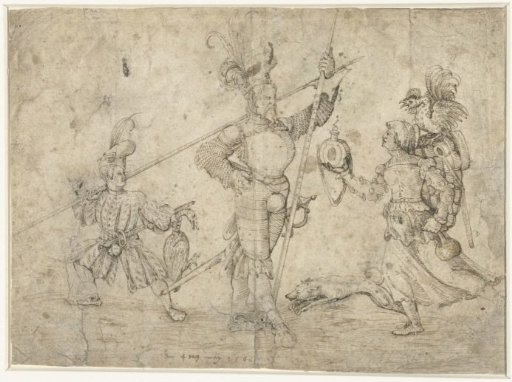 Allegorical Representation with Halberdier, Shield Bearer and Woman