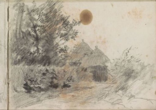 Path along a hedge to a country house