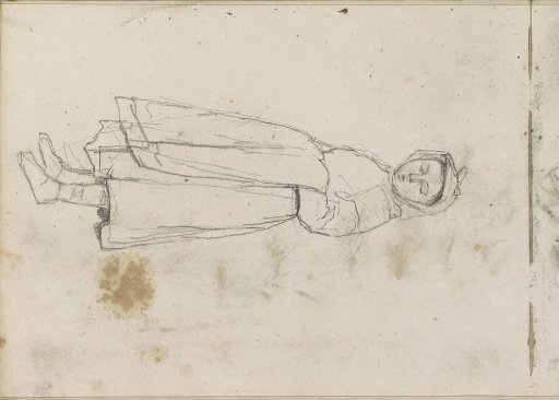 Standing girl with a headscarf and a cloth over her arm