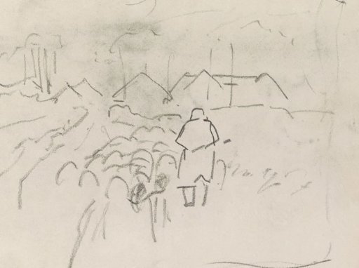 Shepherd with a flock of sheep