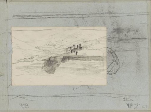 Horses at a landing place on a waterfront