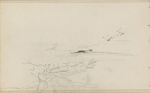 Landscape and a figure working in the fields