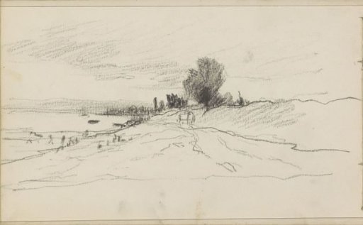 Landscape with a dike along a waterway