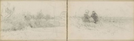 Two girls sitting on a dune