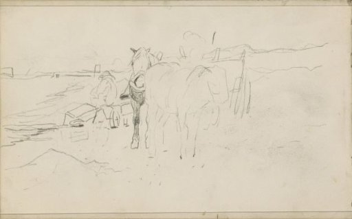 Horses in a landscape, probably in the dunes