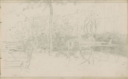 Terrace in a garden behind the houses