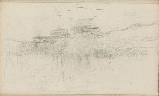 Landscape with water and a figure in a rowing boat