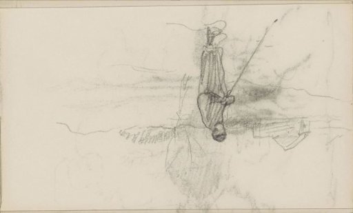 Landscape with a standing farmer or farm laborer