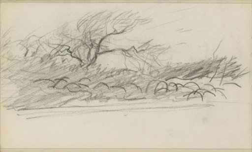 Landscape with trees and a flock of sheep