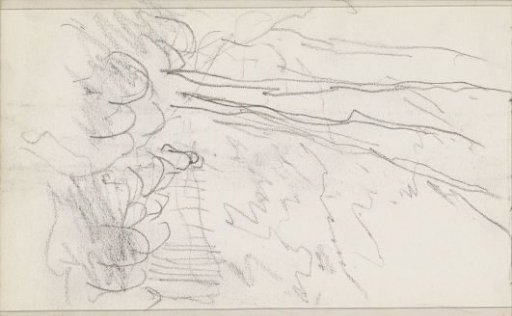 Shepherd with a flock of sheep near a group of trees