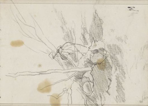 Woodcutter beside a felled tree