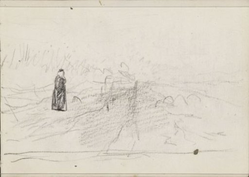 Figure by a hill