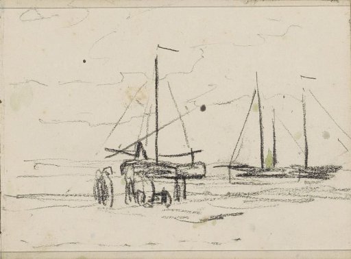 Two Sailing Ships by the Coastline
