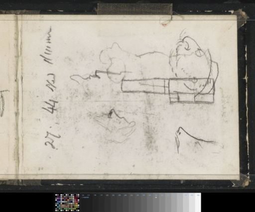 Study sheet, including a nose and male heads