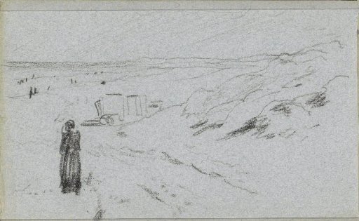 Figure Descending a Dune Path Toward the Beach