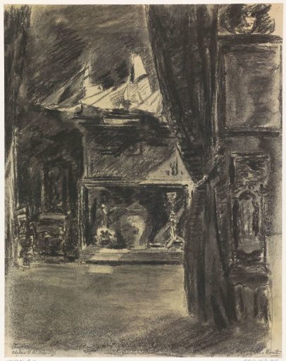 The Studio of H.W. Mesdag, with Two Models of Sailing Ships