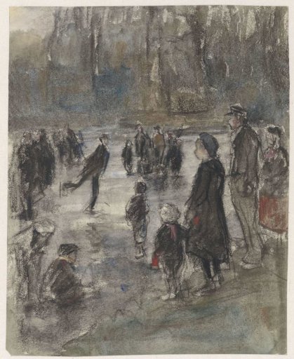 Ice skating on the frozen pond in the Haagse Bos