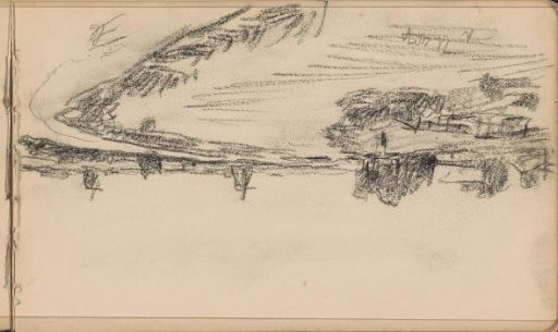 River landscape with windmills