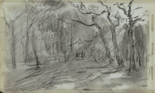 Figures on a forest path