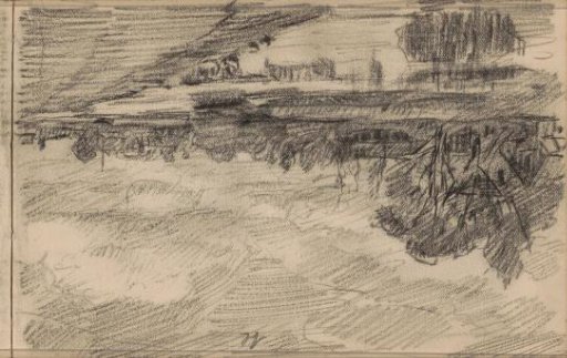 River landscape with buildings