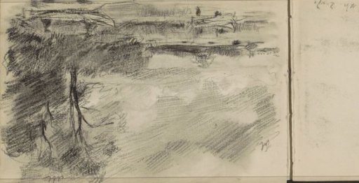 River Landscape with Two Figures in a Boat