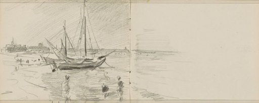 Sailing ship off the coast