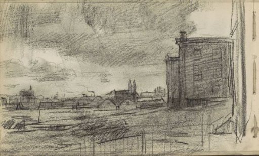 Landscape with buildings