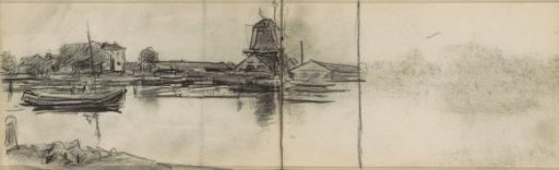River landscape with buildings