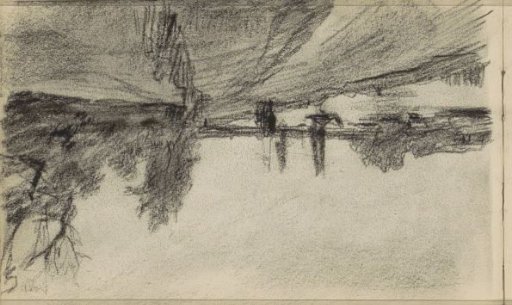 River landscape with sailing ships