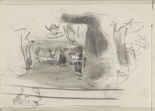 Beach Scene with Figures and Beach Chairs