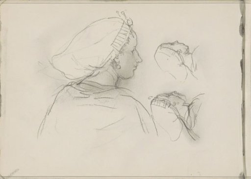 Study sheet with women in Scheveningen traditional dress