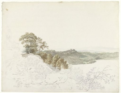 View of Castel Gandolfo from the shore of the lake